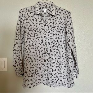 J Jill Love Linen Essential Shirt Button Up Long Sleeve Blouse Floral